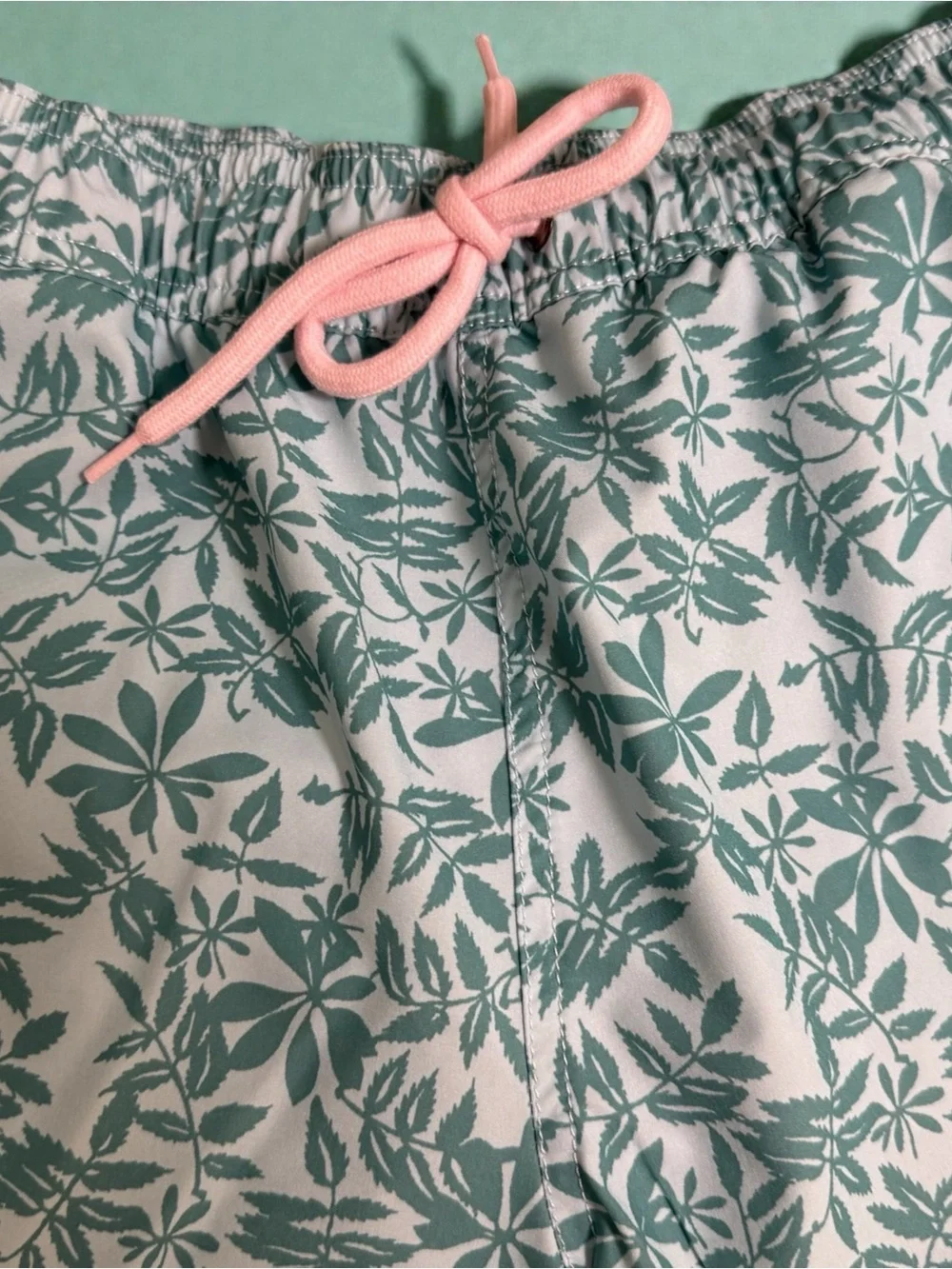 J.Crew Light Blue Floral Swim Shorts with Pink Accent
